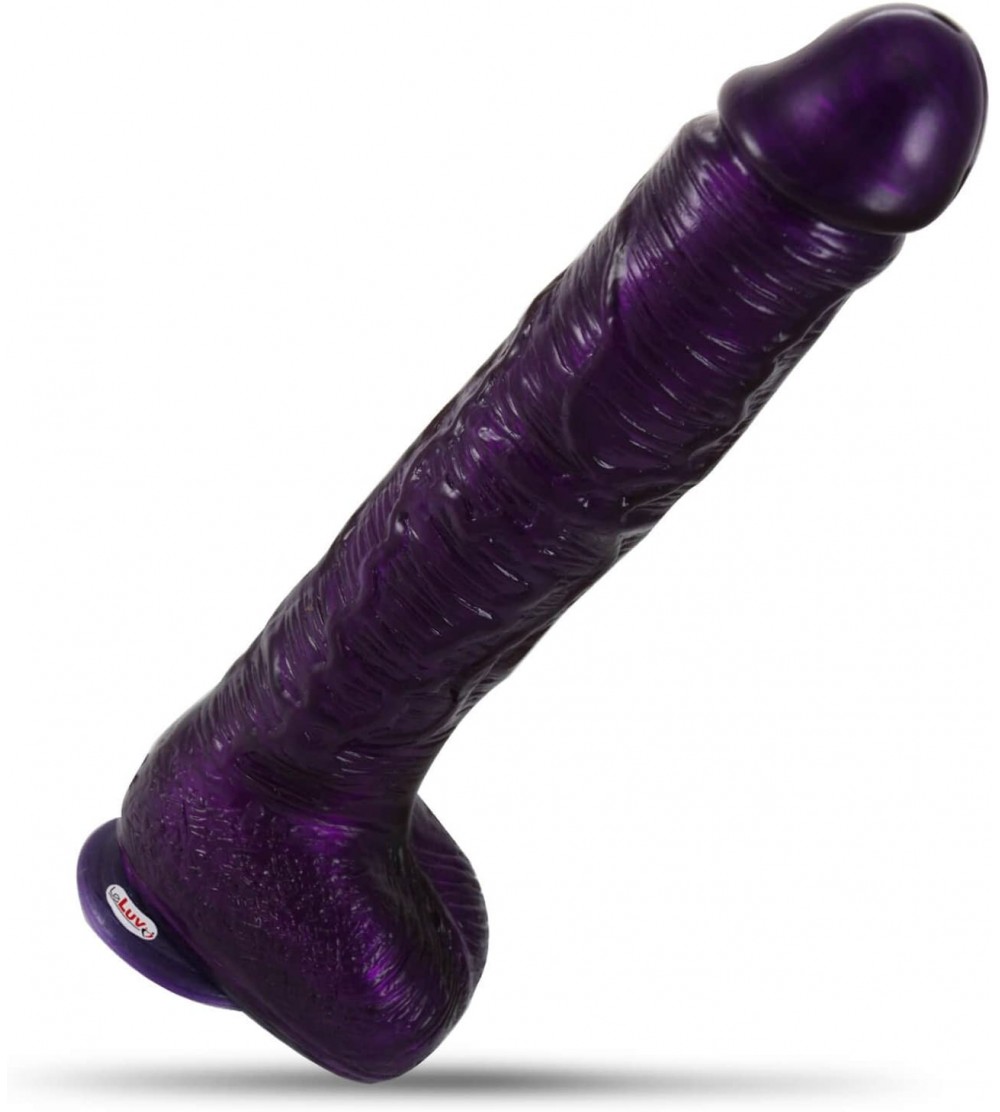 Dildos Realistic Dildo 11 Inch Suction Cup Big Firm Cock & Balls Purple - Purple - CM11EXGTFTV $23.26