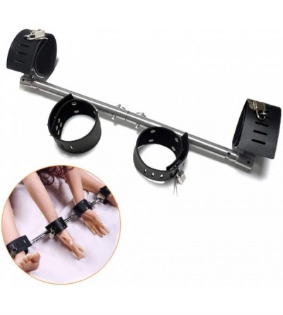 Restraints Adjustable Stainless Steel Silver Bondage Extreme Expandable Spreader Bar with Leather Cuffs- Gift Four Locks - CJ...