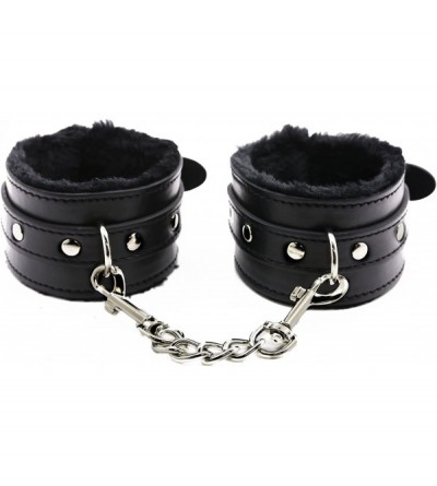 Restraints Velvet Cloth Sleeping Eye Mask and Adjustable Fur Leather Handcuffs (Black) - Black - C818SL65GAX $11.16