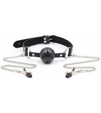 Gags & Muzzles Open Breathable Leather Paly Ball For Men Woman - CS18CCQK9RN $9.41