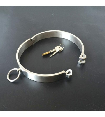 Restraints Adult Stainless Steel Neck Collar Cuff - BDSM Restraint Bondage Toys with Lock - Metal Fetish Toys with O Ring SM ...