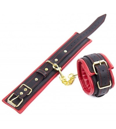 Restraints Soft Comfortable Leather Handcuffs Set with Adjustable Wrist Cuffs + Ankle Cuffs - Red - CC18Z5DH5W3 $20.23