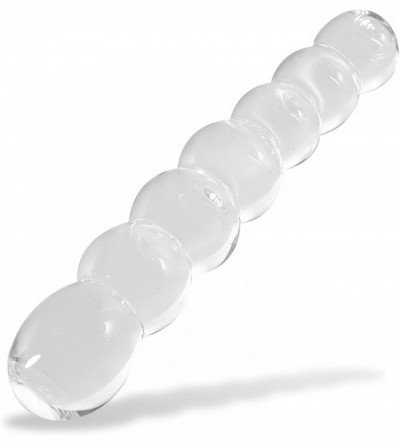 Anal Sex Toys Dildo Glass 6.5 inch Bent Bubble Wand Clear Bundle with Premium Padded Pouch - Clear - CT11EXGTQ5J $13.10