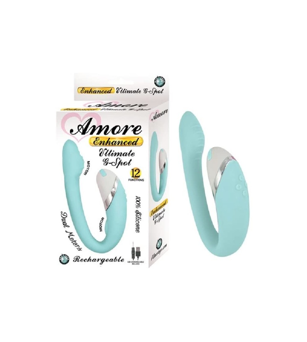 Vibrators Amore Enhanced Ultimate G-Spot Vibrator - Aqua with Free Bottle of Adult Toy Cleaner - CT18GZ3OYN4 $57.44