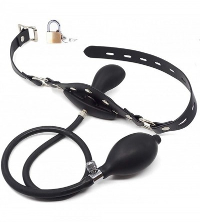 Gags & Muzzles Leather Bondage Inflatable Strap-on Mouth Gag Masks - Faux Leather Lockable & Panel Gag Open Mouth Plug Breath...