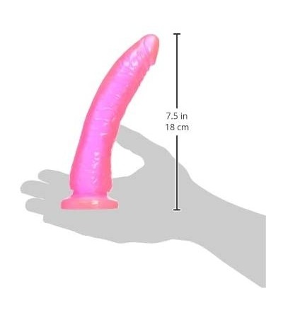 Dildos Rubber Works Slim 7-Inch Dong with Suction Cup Pink - CN112E32RW7 $9.14