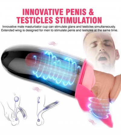 Male Masturbators Vibrating Male Masturbator Cup Detachable Pocket Pussy Stroker with Penis & Testicles Stimulation 7 Vibrati...