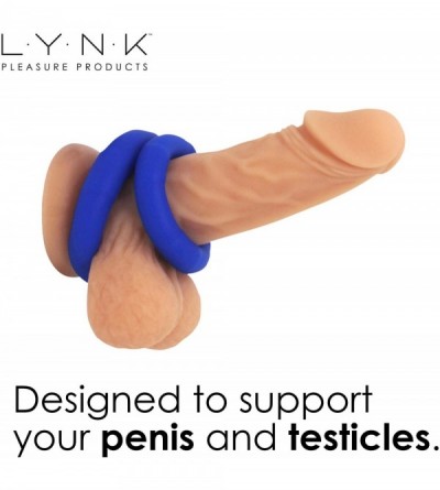 Penis Rings XL Soft Silicone Cock Ring Set 3 Pack by Lynk Pleasure (Blue) Stretchy Premium Erection Enhancer Penis Rings for ...
