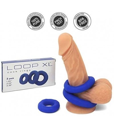 Penis Rings XL Soft Silicone Cock Ring Set 3 Pack by Lynk Pleasure (Blue) Stretchy Premium Erection Enhancer Penis Rings for ...