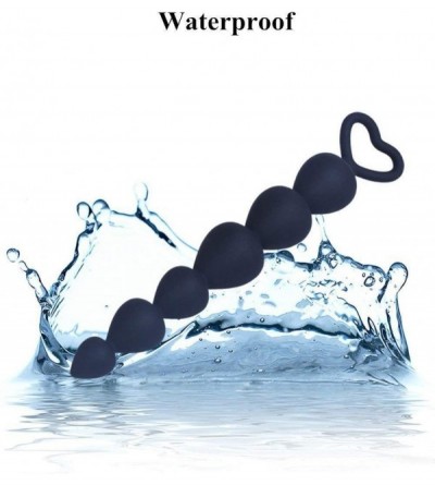 Anal Sex Toys Black Water Drop Shaped Anal Beads Plug Toy with Heart Pull Ring- Butt-Plug Sex Toy for Adult - C718LXW90XI $12.10