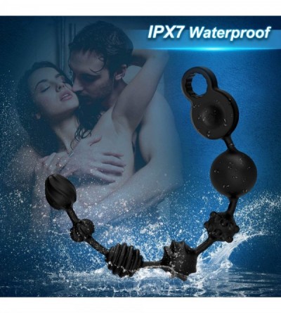 Anal Sex Toys Vibrating Anal Beads Rechargeable Butt Plug Silicone Prostate Massage Anal Virators with 6 Beads 3 Motors in Bl...