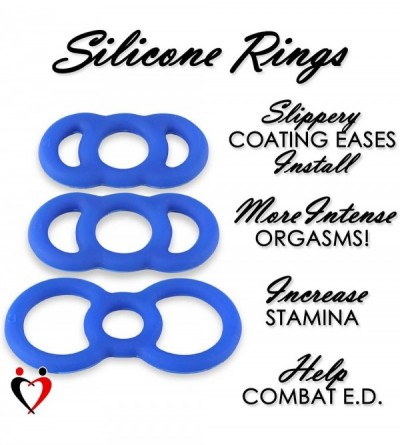 Penis Rings Cock Rings Eyro Slippery Blue Silicone .6 inch Unstretched Diameter 3 Pack - Slippery Blue - CH12034QBXT $16.10