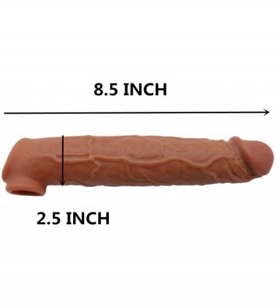 Pumps & Enlargers 2020 Extra Large 8.5 Inch Brown Silicone Pên?ís Sleeve for Men Large Extension Cóndom Thick and Big Extra L...