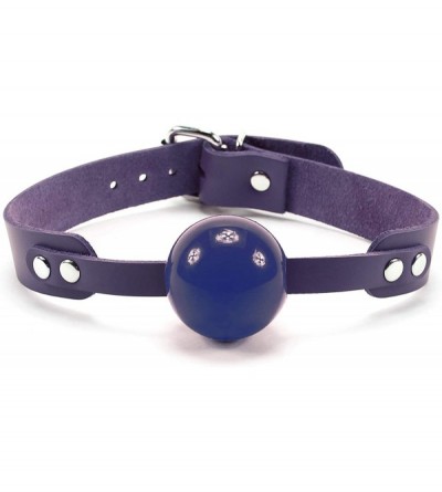 Gags & Muzzles Atlas Silicone Mouth Ball Ultra Soft Latigo Leather Strap Gag for Women Men - Purple - CP18O22R9HI $54.86