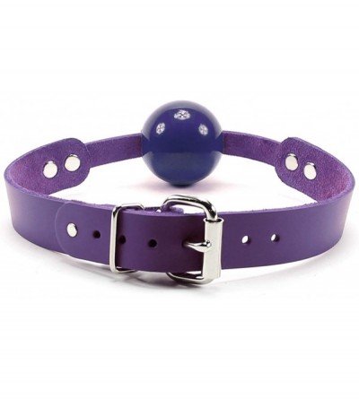 Gags & Muzzles Atlas Silicone Mouth Ball Ultra Soft Latigo Leather Strap Gag for Women Men - Purple - CP18O22R9HI $24.87