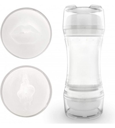 Male Masturbators Male Masturbator Cup- Transparent 2 in 1 Pocket Pussy with 3D Realistic Textured Vagina- Lip Oral Sex Real ...