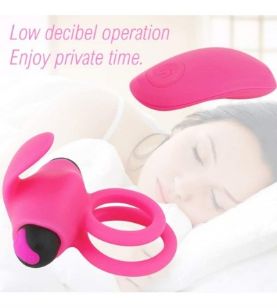 Penis Rings Vibrating Dual Penis Ring- Silicone Wireless Remote Control Cock Ring with 10 Vibration Modes- Bullet Vibrator an...