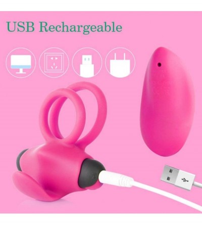 Penis Rings Vibrating Dual Penis Ring- Silicone Wireless Remote Control Cock Ring with 10 Vibration Modes- Bullet Vibrator an...