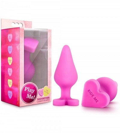 Novelties Naughtier Candy Heart - Smooth Satin Heart Shaped Base Anal Butt Plug Platinum Silicone Erotic Message - Pink - C71...