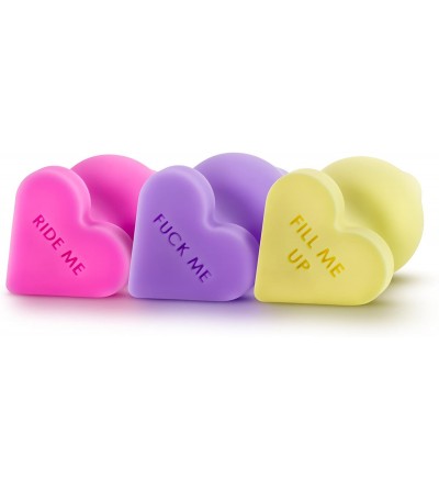 Novelties Naughtier Candy Heart - Smooth Satin Heart Shaped Base Anal Butt Plug Platinum Silicone Erotic Message - Pink - C71...