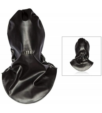 Gags & Muzzles Leather Bondage Hood mask face Cover for Couples Lovers Cosplay Costume (Black Leather Shawl Big Headgear) - C...