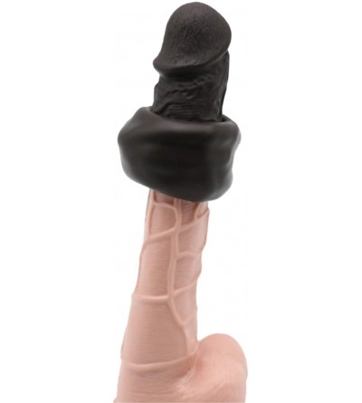 Pumps & Enlargers 10 in. Black Silicone penile Condom Lifelike Fantasy Sex Male Chastity Toys Lengthen Cock Sleeves Dick Reus...