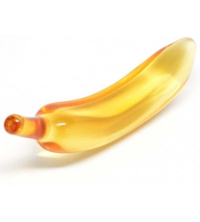 Dildos Metro Shop Amber Banana Glass Gem Dildo Dong Anal Vagina G Spot Sex Toy Waterproof with Bag - C611LEHYT7P $43.31