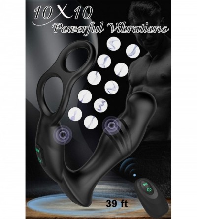 Vibrators Vibrating Prostate Massager with Cock Ring- 2 Powerful Motors Rechargeable Anal Vibrator with 10 Stimulation Modes ...