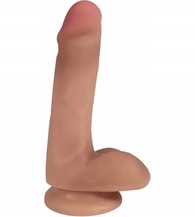 Dildos Easy Riders 6 Inch Dual Density Dildo with Balls- Flesh - CT18NGXDH3T $36.51