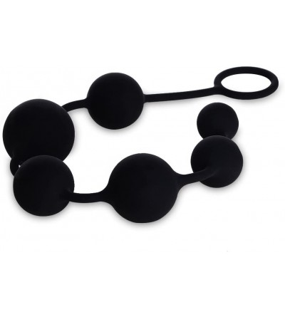 Anal Sex Toys Butt Plug with Silicone Anal Bead Anal Sex Toys with Safe Pull Ring in Black - Black - CO1200UM1CL $11.37
