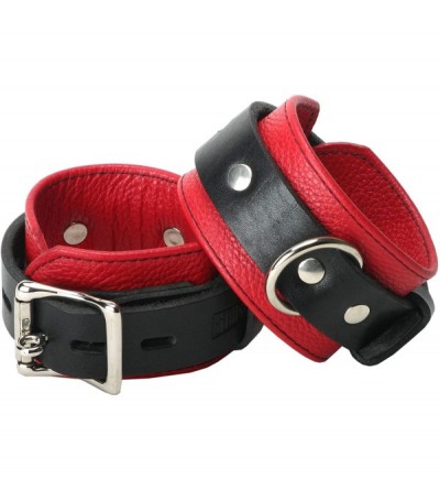 Restraints Red and Black Locking Bondage Wrist Cuffs - CE118X63BDX $42.80