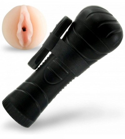 Male Masturbators Compact Vibrating Male Masturbator Handheld Realistic Vagina Texture in Black Case - Vibrating Vagina - CM1...