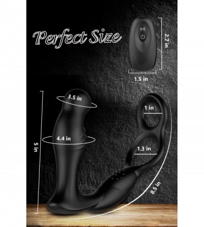 Vibrators Vibrating Prostate Massager with Cock Ring- 2 Powerful Motors Rechargeable Anal Vibrator with 10 Stimulation Modes ...