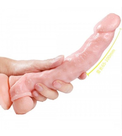 Pumps & Enlargers Realistic Soft Stretchy Moving Wearable Rod Extension Enhancer Girth Extender Sleeve for Men- 9inch - C019E...