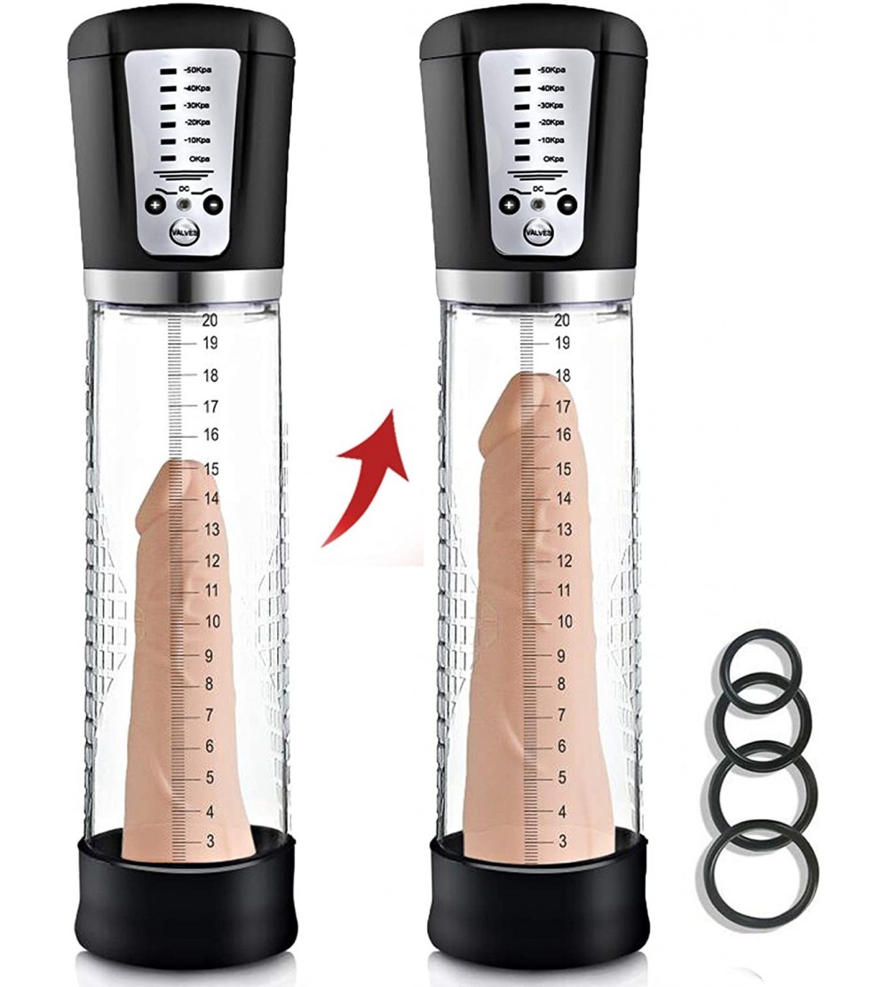 Pumps & Enlargers Automatic Penis Vacuum Pump with 4 Penis Rings for Stronger Bigger Erections- Rechargeable Electric Male En...
