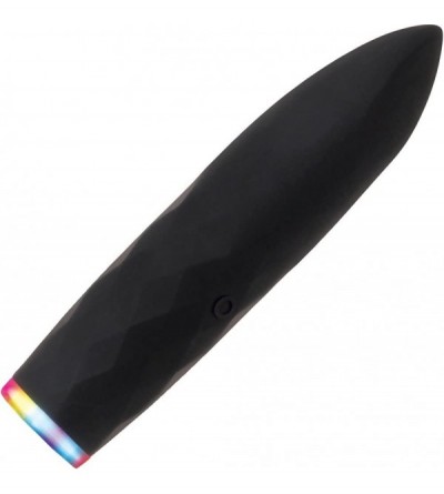 Vibrators Powerful 7 Function Silicone Rechargeable Waterproof Light-up Base Bullet Vibrator- Black - CI18EALH54O $26.76