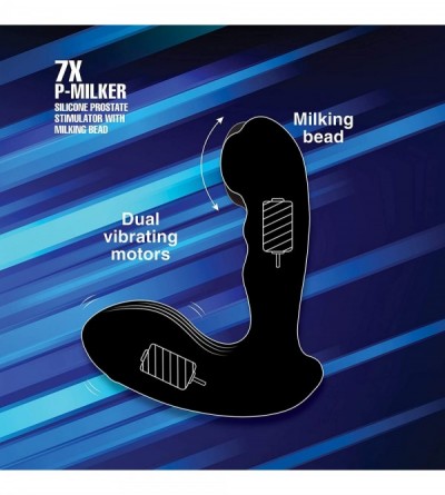 Anal Sex Toys 7X P-Milker Silicone Prostate Stimulator with Milking Bead- Black - Milking Bead - CM18XI4CRYT $25.87