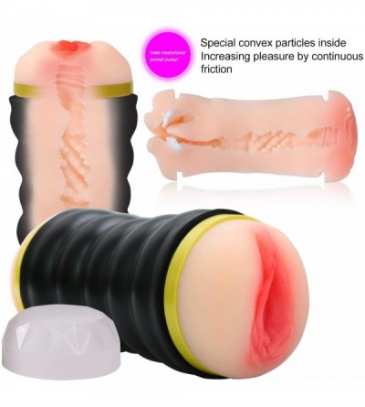 Male Masturbators Realistic Vagina Male Masturbation Cup Sex Toy for Man Couples Pocket 3D Realistic Vagina and Mouth Masturb...