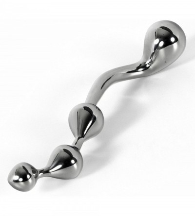Anal Sex Toys Dildo Kinky Wand Solid Stainless Steel Beaded Curved - CA11H9QGVJJ $72.06