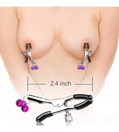 Nipple Toys Nipple Clamps with Bell- Adjustable Soft Rubber Tweezer Nipple Clips- SM Fetish Breast Clit Sensual Bondage Nippl...