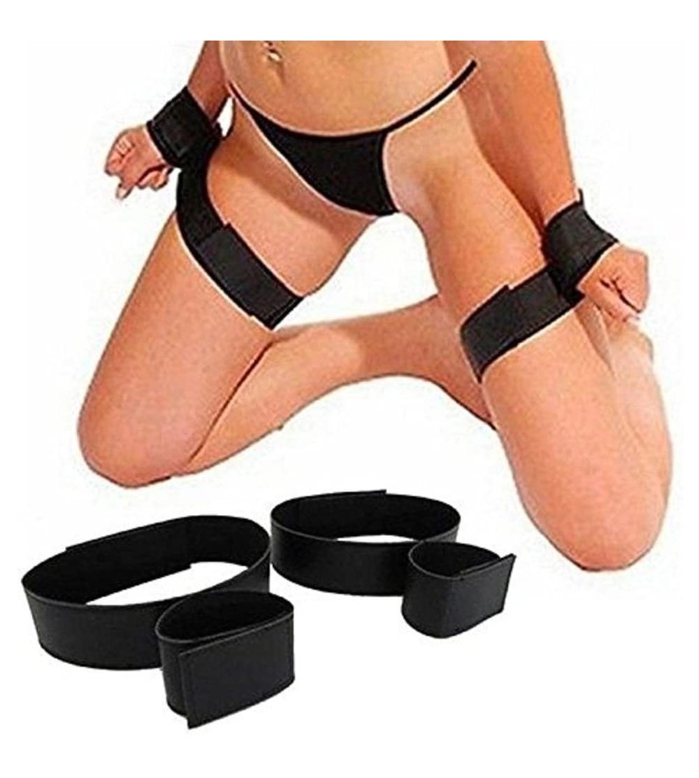 Restraints Sex Nylon Velcro Hand Cuffs Bondage Wrist and Thigh Restraints Strap in Black- 4 Ounce - C812NYV3JNU $7.43