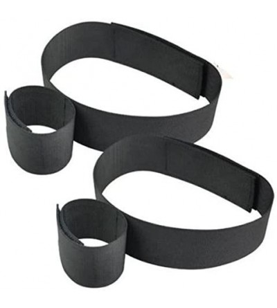 Restraints Sex Nylon Velcro Hand Cuffs Bondage Wrist and Thigh Restraints Strap in Black- 4 Ounce - C812NYV3JNU $7.43