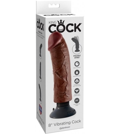 Dildos King Cock 8 Inch Vibrating Cock- Brown - Brown - C012M4Z1AW1 $30.38