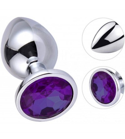 Anal Sex Toys 3Pcs Anal Plug Stainless Steel Booty Beads Jewelled Anal Butt Plug Sex Toys Products for Men Couples Deeppurple...