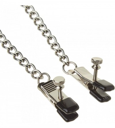 Nipple Toys Broad Tip Nipple Clamps with Adjustable Link Chain - CZ113KWXATJ $13.27