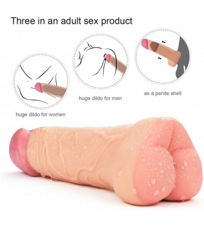 Dildos 8.27" Realistic Dildo Male Masturbator Adult Sex Toy Silicone Soft Ass Anal Hollow Penis Sleeve 2 in 1 Dong Dildo Mini...