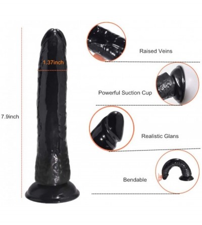 Dildos Realistic Dildo for Beginners with Suction Cup Base- 7.9inch Flexible Dildo for Vaginal G-spot and Anal Play Bendable ...