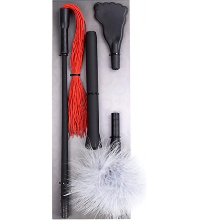 Paddles, Whips & Ticklers Leather Whip Feather Silicone Whip Sole Removable Couple Toy Set Props - red - C119993E43W $18.76