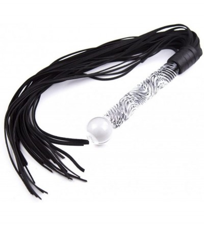 Paddles, Whips & Ticklers Fetish Leather Whip with Glass Pleasure Wand with Ball Tip - Sex Toy for SM or Anal Sex/Masturbatio...