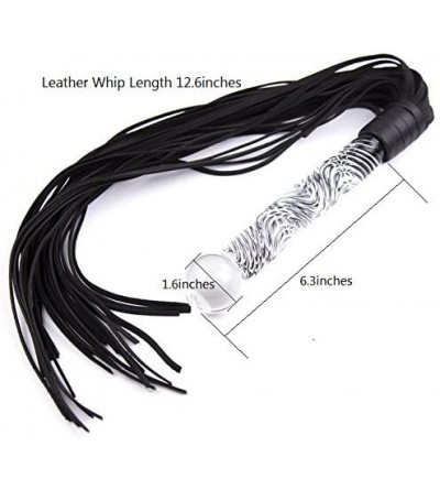 Paddles, Whips & Ticklers Fetish Leather Whip with Glass Pleasure Wand with Ball Tip - Sex Toy for SM or Anal Sex/Masturbatio...